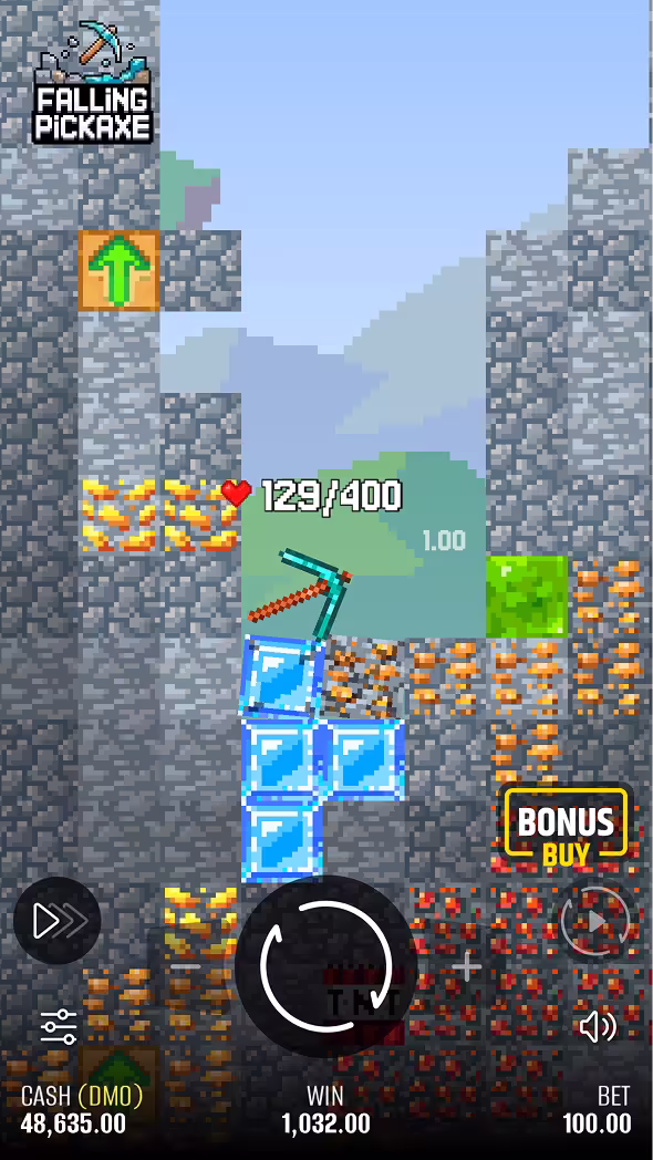 Falling Pickaxe mobile gameplay screenshot big win