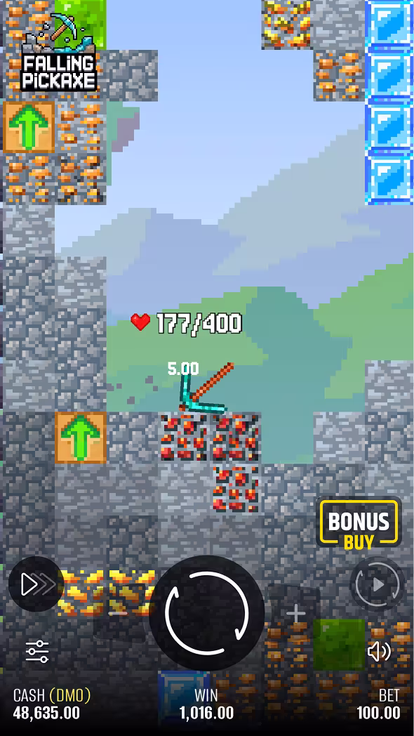 Falling Pickaxe mobile gameplay screenshot diamond blocks